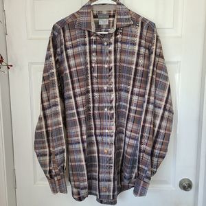 Thomas Dean Men's Long Sleeve Dress Shirt,  Size: XL Color: Plaid Pattern